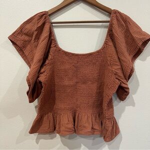 Sotela Smocked Ruffle Blouse 100% Cotton Gauze Size 7(3X)